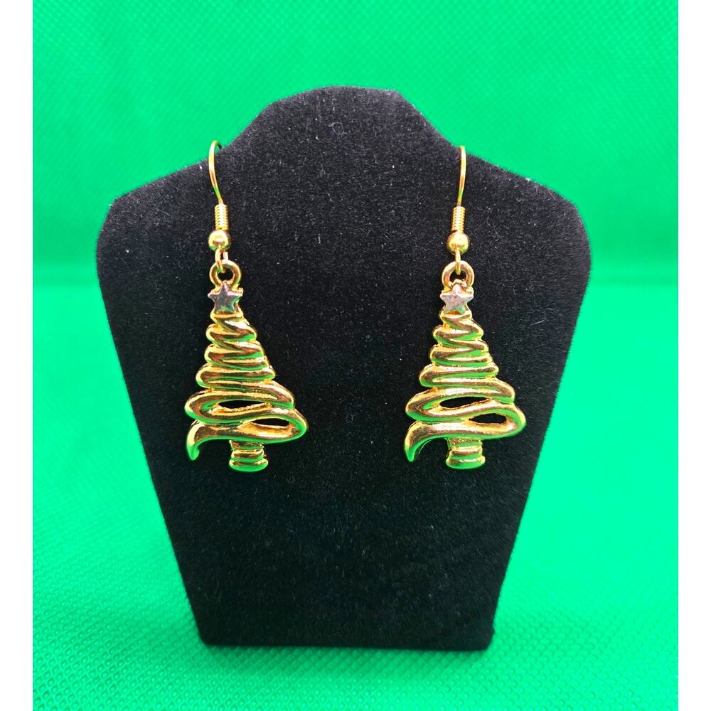 **5 for $25**/ Gold tone Christmas Tree Dangle Earrings for Pierced Ears, NWOT